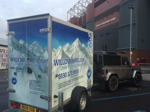 Willow Hire on site at Manchester United FC Old Trafford, Manchester